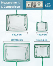 Aquarium Fish Net with Braided Metal Handle Square Net with Soft Fine Mesh Sl...