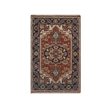 2'x3' Auburn Red Antiqued Fine Heris Hand Knotted New Zealand Wool Mat Rug 92808