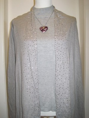 *NEU* 3tlg. Paulina Damen Cardigan /Strickjacke Gr.38 /M + Gina Pullover  +Kette
