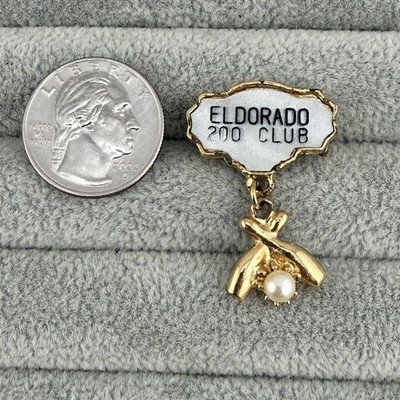 Eldorado Bowling 200 Club Vintage Gold Tone Pin Pinback #63576