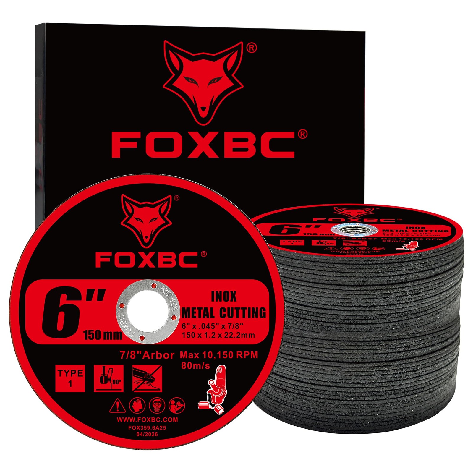 FOXBC 6 Inch Cut Off Wheel for Metal & Stainless Steel - 25 Pack 6