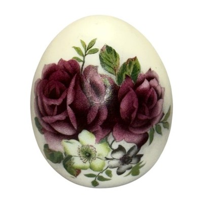 Floral Decorative Egg Resin Rose Design Purple Pink White 2 Inch