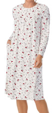 Aria Collection Ballet Night Gown Womens Large Sleep Lounge-White/Cardinal Print