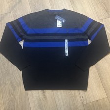 U.S. Polo Assn. Men  s Long Sleeve Stripe V Neck Sweater Black Blue Size Large