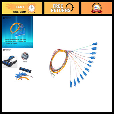 12 Fibers SC UPC Singlemode Fiber Optic Pigtail 1.2m for Network Engineering, 1