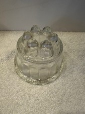Vintage Pressed Heavy Clear Glass 1 Pint Jelly Mould Classic Round Design 11cm