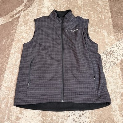 Cinch Bonded Softshell Vest Mens Large Plaid Full Zip Cowboy Western Work