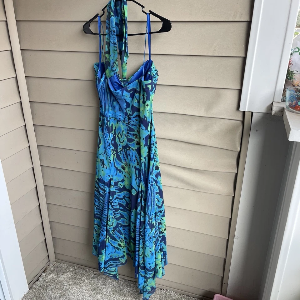 Vestido Babydoll Vintage Años 90 Metáfora Deadstock Azul Verde En Niveles Hada Y2K Talla 16 Foto 2 de 4