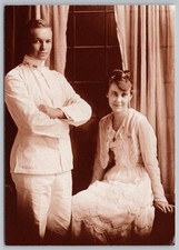 Dwight D. in Uniform & Mamie Eisenhower Wedding Day 1916 Postcard UNP 4x6 