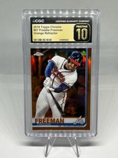 Freddie Freeman 2019 Topps Chrome #87 True Orange Refractor /25 CGC 10 Pristine