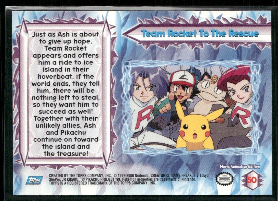 Team Rocket To The Rescue #50 - Pokemon Topps Pokemon 2000 Movie Blue Logo NM - Image 2 of 4