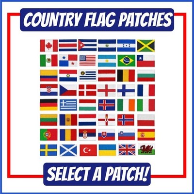 Country Flags Embroidered Iron On Patches - Select A Patch!
