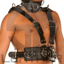 Premium Black Leather Harness for Men Adjustable Strap Club Wear Costume