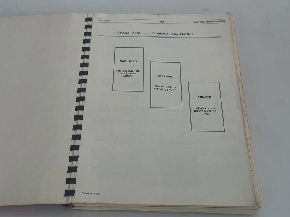 Service Manual for Studer A730 CD Player - Bild 2 von 4
