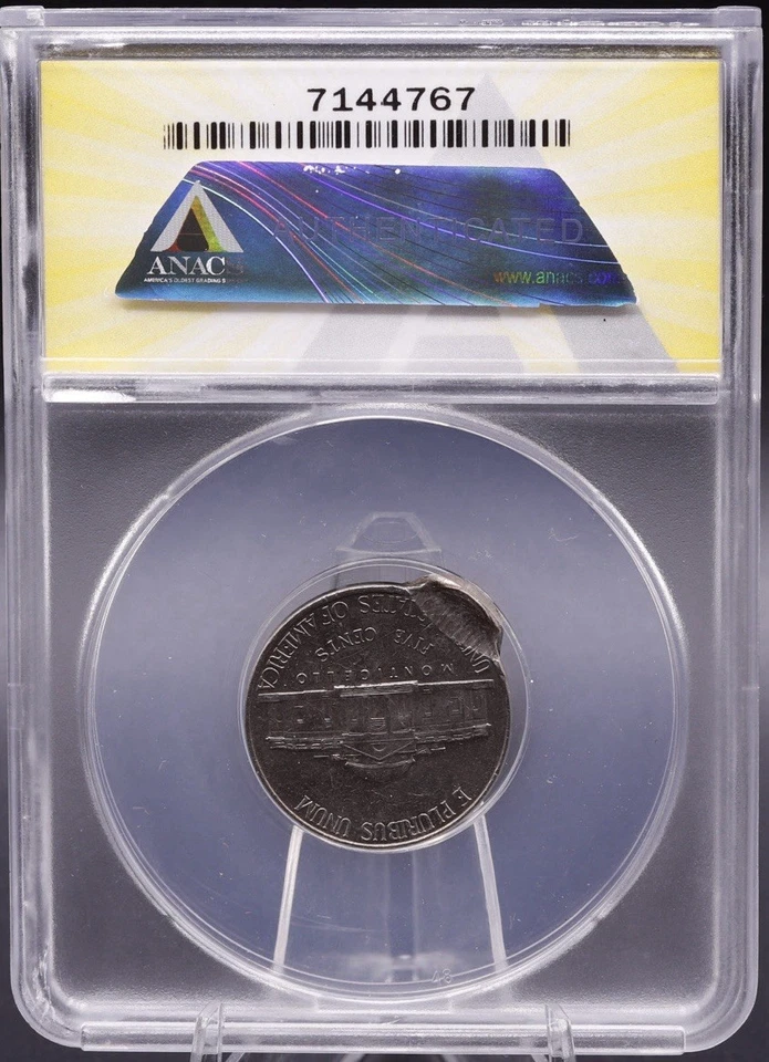 1998-P Jefferson Nickel MS63 ANACS • Double Struck 2nd Strike 95% Off-Center - Image 4 of 4