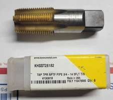 Kennametal 3/4 - 14 NPTF Taper Pipe Tap, 5 Flute TiN Coated  (Made in USA)