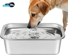 Stainless Steel 1.25 Gallons Large Dog Water Bowl Metal Water Food Bowl 
