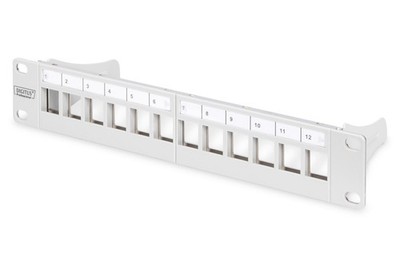 Digitus Modulares Patch Panel, geschirmt, 12-Port Blank, 1HE, 254mm (10'') Rack
