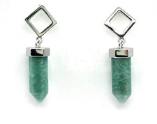 NEW Sterling Silver 15Ct Peruvian Amazonite Stud Dangle Earrings