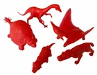 LOT (5) Vintage MPC Nabisco Marx RED Plastic Prehistoric Animal Dinosaur Figures
