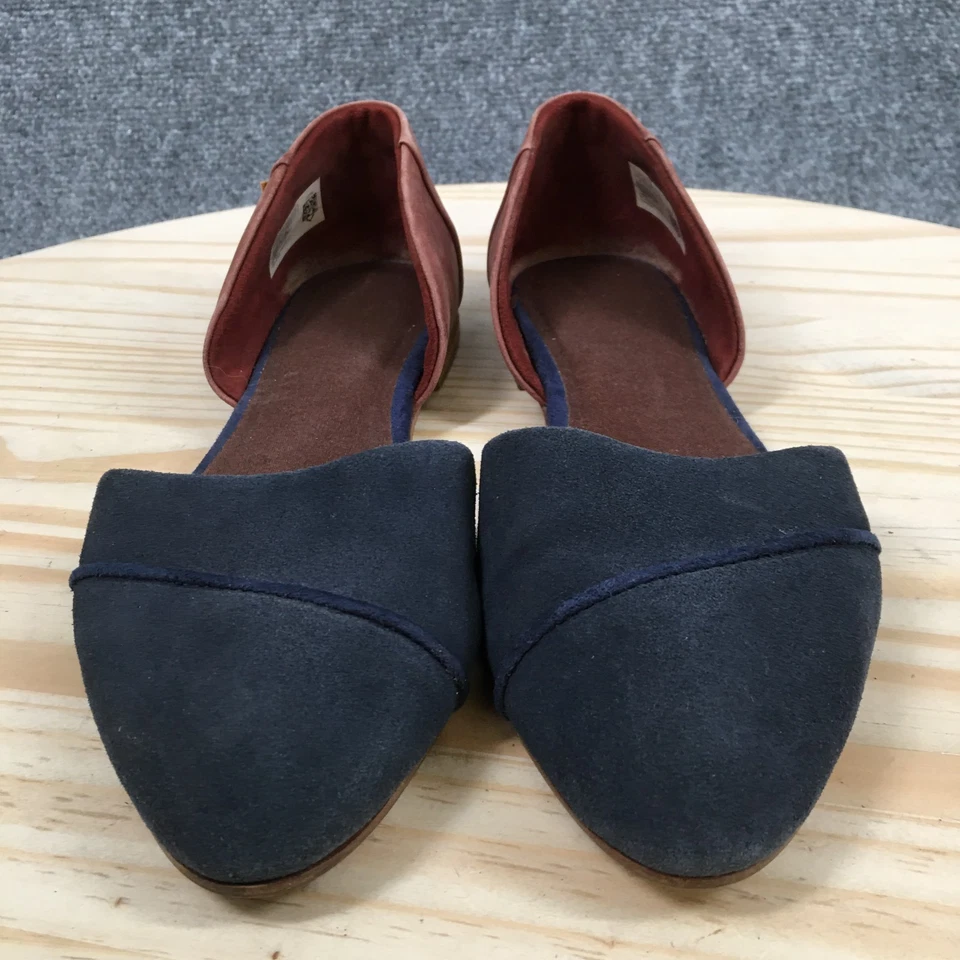 TOMS Shoes Womens 10 Jutti Casual Slip On DOrsay Flats Blue Brown Suede Leather - Image 4 of 4