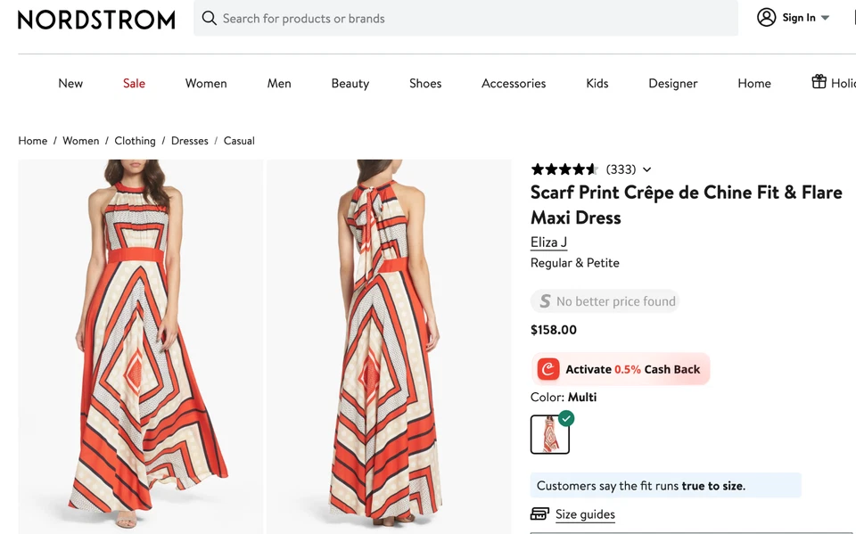 Eliza J Scarf Print Crêpe de Chine Fit & Flare Maxi Dress Size 12 $158 New - Image 2 of 4