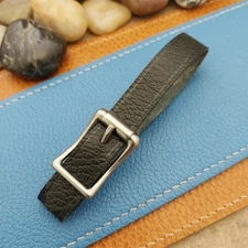 Black Grain Saddle Leather Vintage Pocket Watch Fob Strap & Premium Solid Buckle