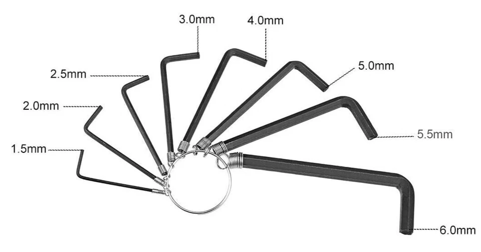 8-in-1 Hex Key Set Metric L Shape Hexagon Head Wrench With Ring for Repair Tool - Image 2 of 2
