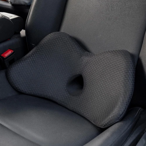 Lumbar Support Pillow for Car, 2 in 1 Memory Foam Lower Back Support Cushion, Fi
