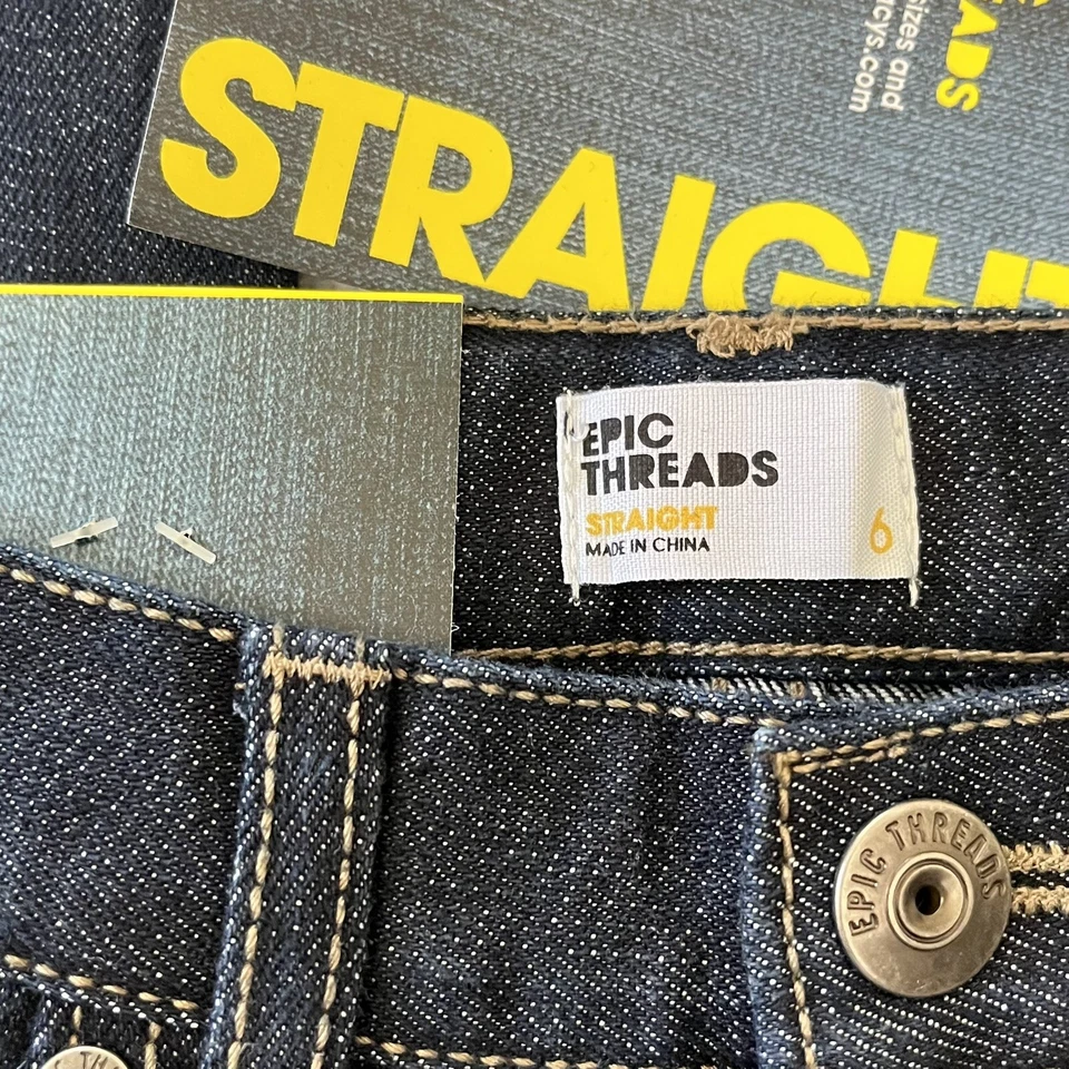 NUEVO Jeans de mezclilla rectos Epic Threads para niños pequeños talla 6 azul oscuro escuela Foto 4 de 4