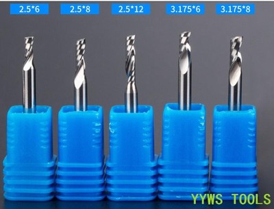 5x 1//8/'/' Titanium N2 Coated Carbide One Single Flute CNC Router Bit 1mm x3mm