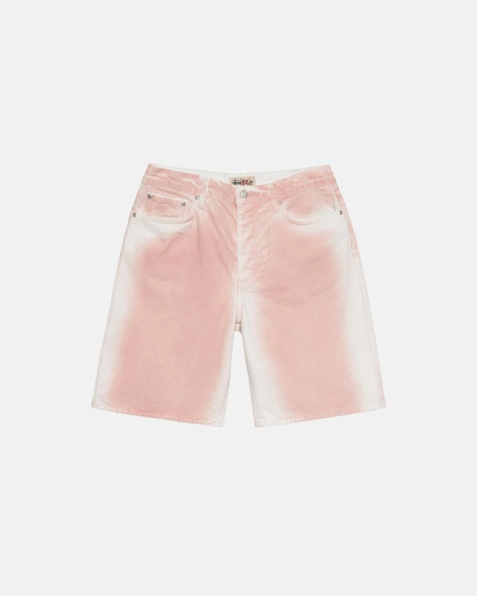 Stussy Spray Dye Denim Big Ol' Shorts Jorts Faded Pink Stussy Spray Dye Denim Big Ol' Shorts Jorts Faded Pink