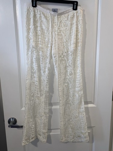 SW3 Bespoke White See through Lace beach, summer Pants Size Small