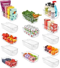 Multi-purpose Refrigerator Bins14 pieces Usable and Stackable Design Fridge Bin