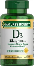 Nature'S Bounty Vit D3 1000 IU Immune Healthy Bones 250 Rapid Release Softgels