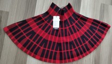 New Red Plaid fit and flare mini skirt for Petite XS-S in polyester. Tags