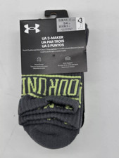 NEW Under Armour UA 3-Maker Youth Cushioned Mid-Crew Socks 13.5K-4.5 3 pack 