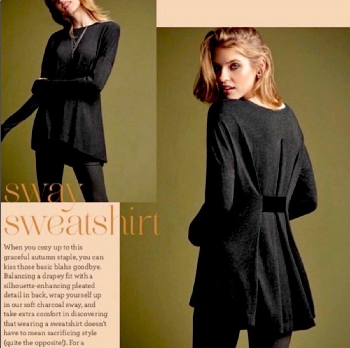 Cabi Sway Women Sweatshirt #3670 Long back hem A-line shape Tunic