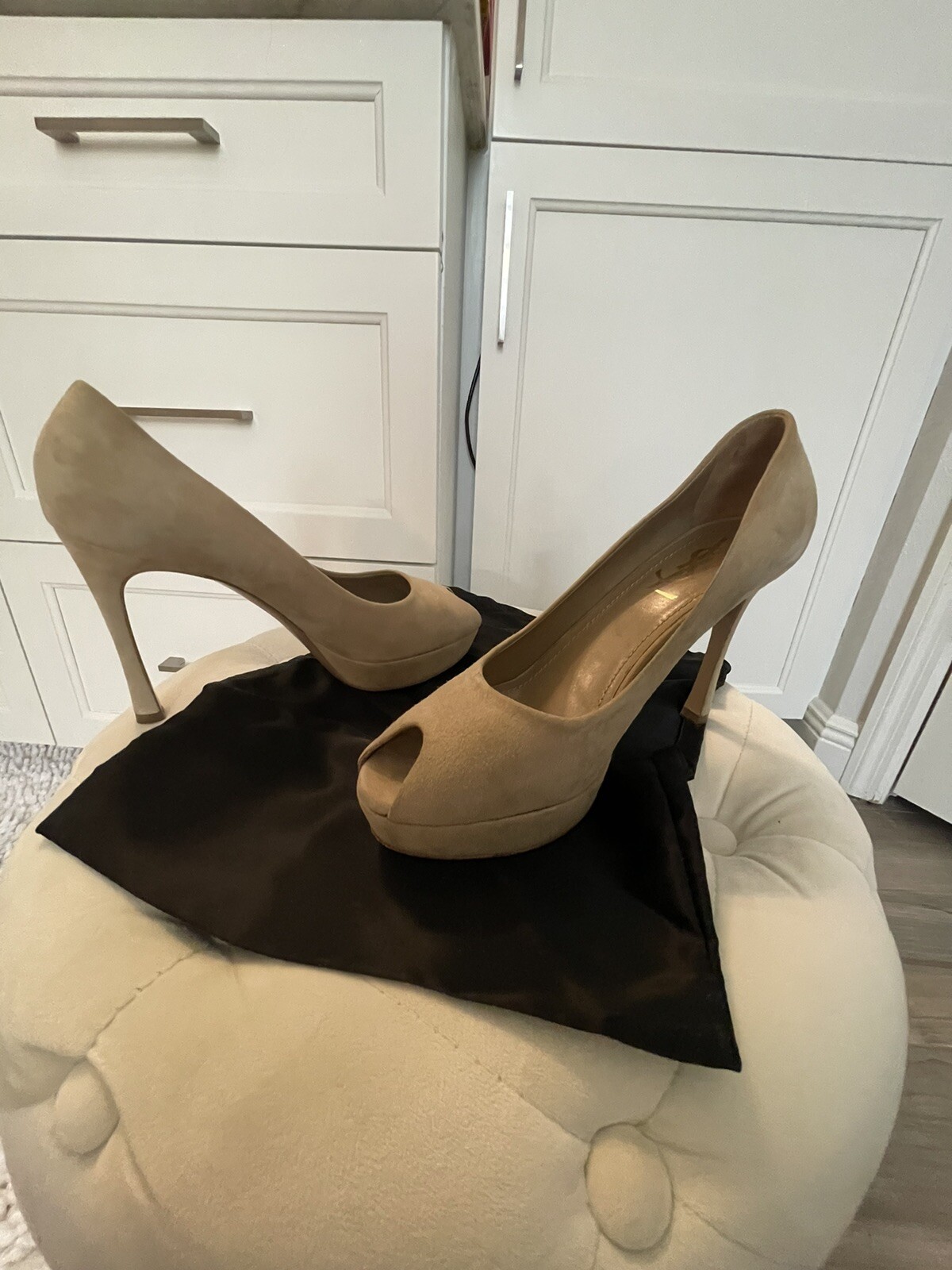 SAINT LAURENT YSL Palais 80 pompa in pelle scamosciata nuda 38 altre linee taglia 8 corse grandi