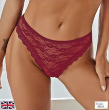 UK Sexy Men Red Lace Trim Sissy Low Rise Panties