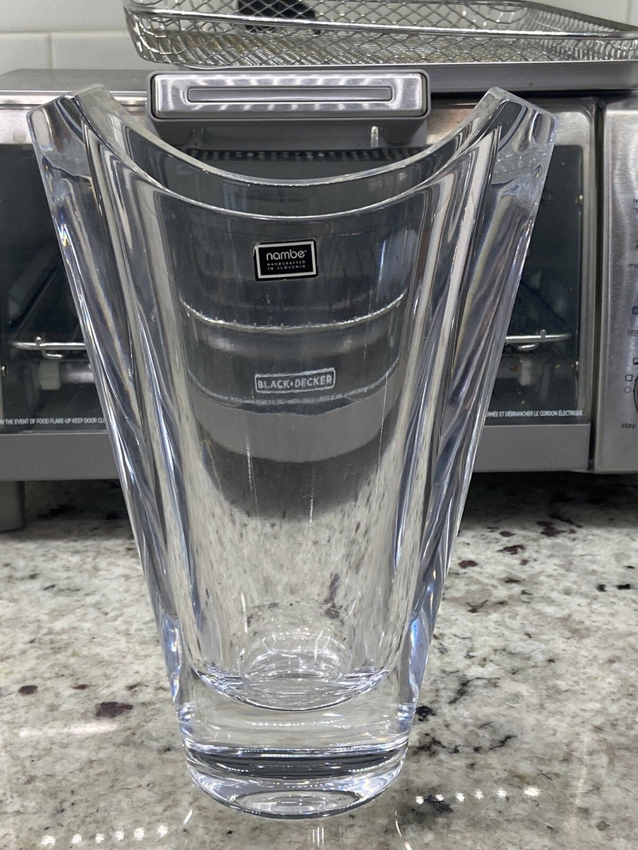 Nambe Full Lead Crystal Vase Asymmetrical Design Heavy Thick Glass