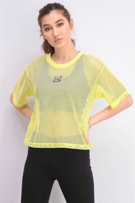Puma Classics Puma Yellow Crop Top Puma Womens Classic Mesh Crop