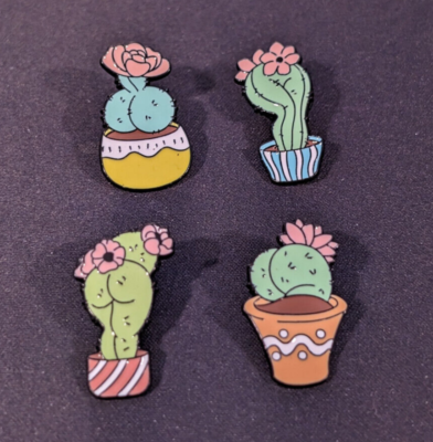 4-Pack Pins - Cactus Succulent Legs Butt Booty Thigh