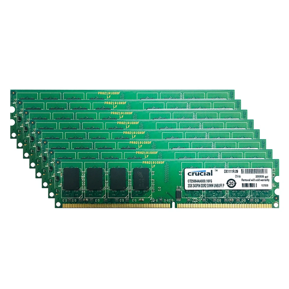 Crucial 20GB 16GB 8GB 4GB 2GB DDR2 800MHz PC2-6400U intel Desktop Memory LOT WU - Image 2 of 4