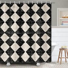 Farmhouse Washable Black and White Neutral Bathroom decor Shower Curtain for ...