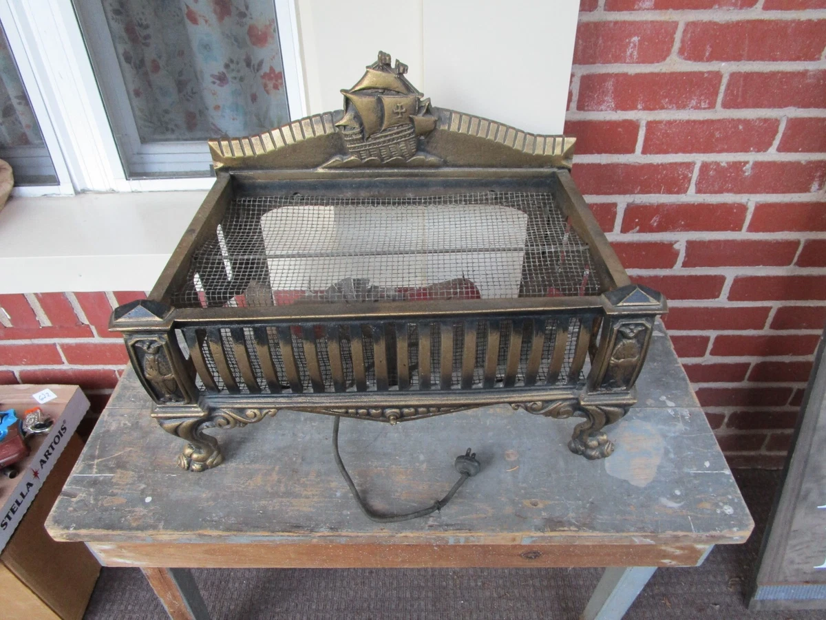 VINTAGE ANTIQUE CAST IRON ELECTRIC FIREPLACE INSERT GLASS EMBERS MARKS CO |  eBay