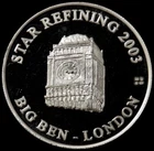1 oz SILVER 2003 BIG BEN LONDON STAR REFINING 999 FINE ROUND