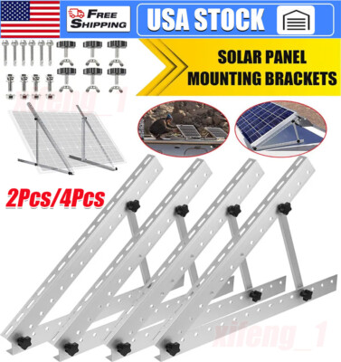 2Pcs/4Pcs Solar Panel RV Tilt Mount Brackets Roof Flat Surface Adjustable Frame