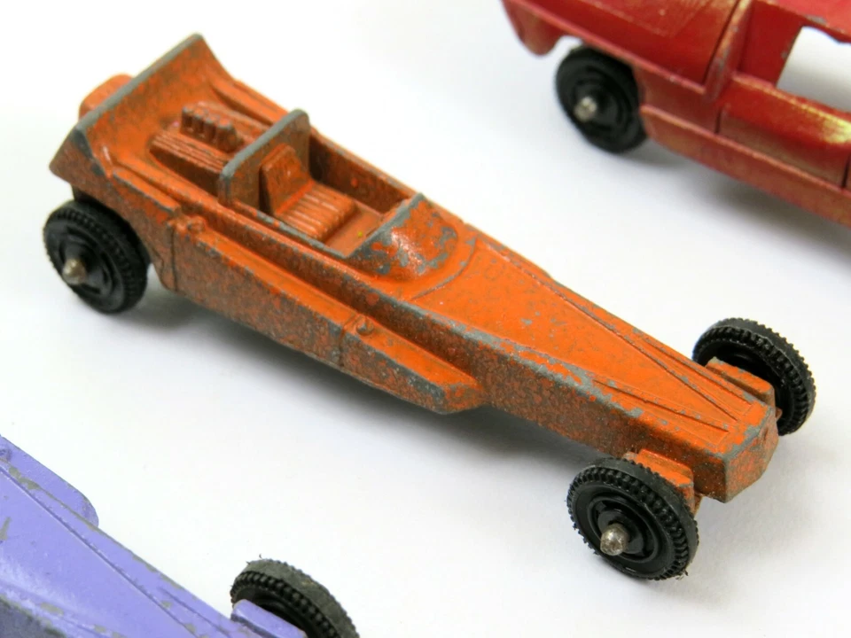 Mixed Lot of 4 Tootsietoy Vintage Die Cast Cars, Wedge Dragsters, Fiat, etc. - Image 3 of 4