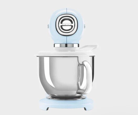 NEW Smeg 800W Pastel BLUE Mixer 50's Style w/ Stainless Steel Bowl - SMF03PBAU - Image 4 of 4